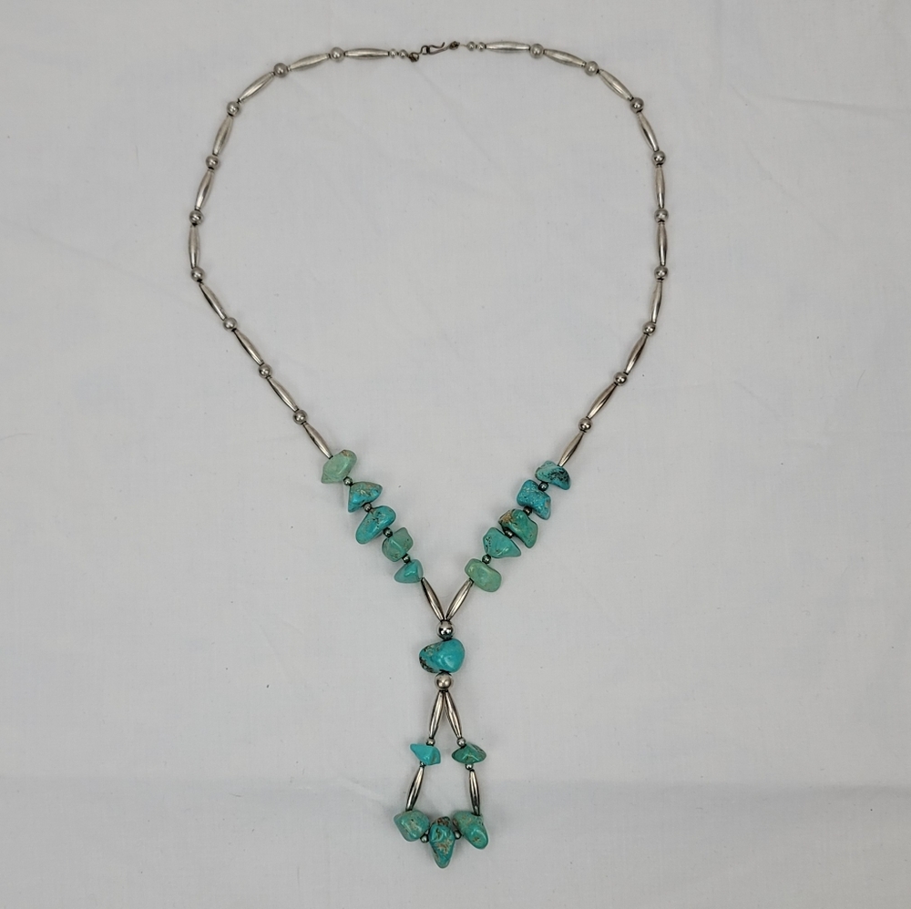 Vintage Tourquose Silver Indian Jewelry Necklace
